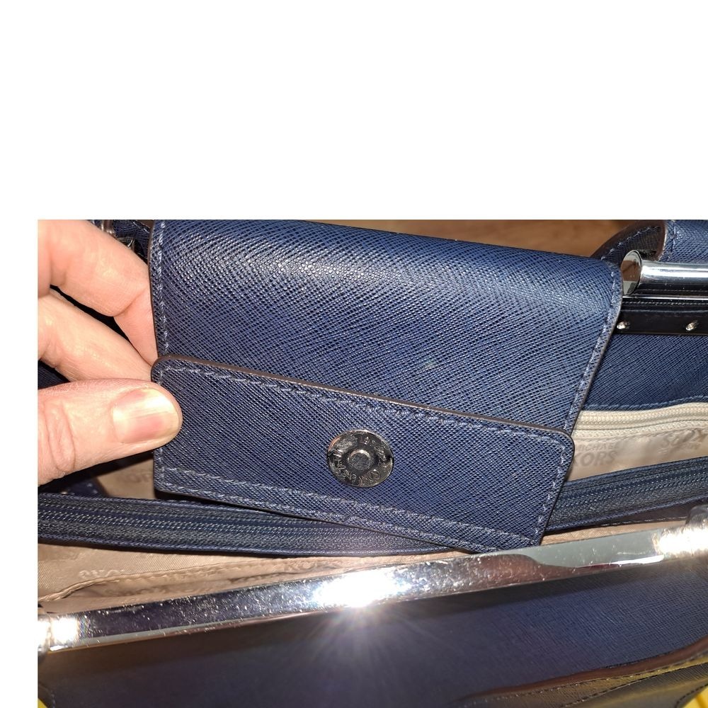Michael Kors Satchel Top‎ Handle Handbag Navy Blue Designer Purse - Picture 10 of 12
